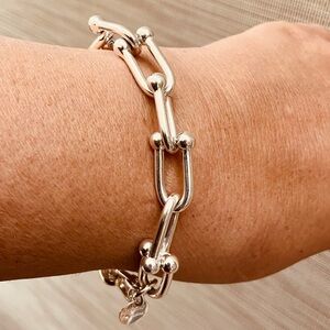 Designer Style Hardware Link White Bronze Bracelet Dyadema 8”